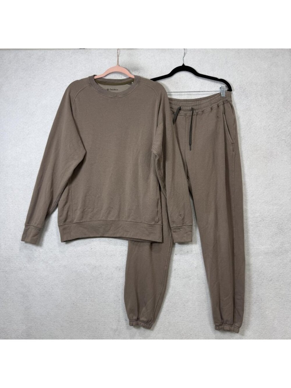 Goldwin Sweatsuit Set Mens Large Brown French Terry Sweatshirt Joggers Pockets